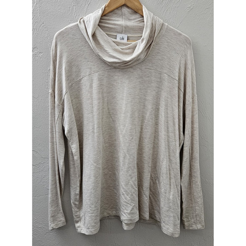 Cabi Thin Cowl Neck Cream Tan Long Sleeve Womens Size XS Extra Small Long Sleeve